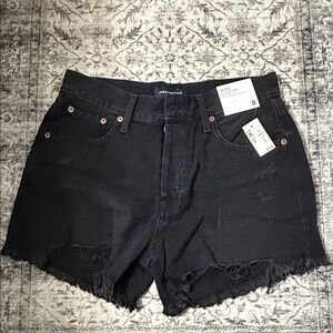 Aeropostale Women's Black Distressed Jean Shorts